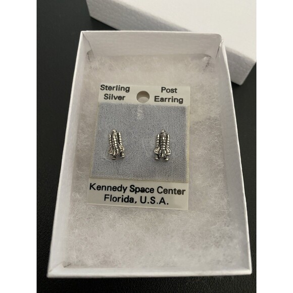 Vintage Kennedy Space Center Sterling Silver Rocket Ship Earrings - Picture 1 of 3